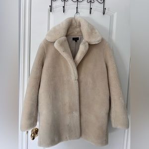 Topshop Short cream teddy coat size 4